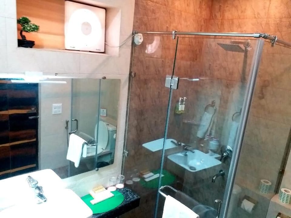 Shower, free toiletries, bathrobes, towels