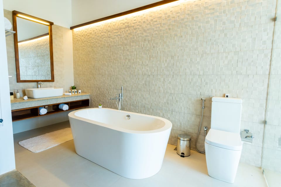 Free toiletries, hair dryer, bidet, towels