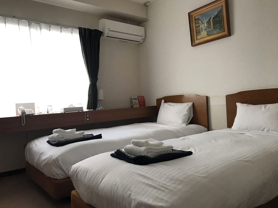 Basic Twin Room | Down comforters, desk, blackout drapes, bed sheets