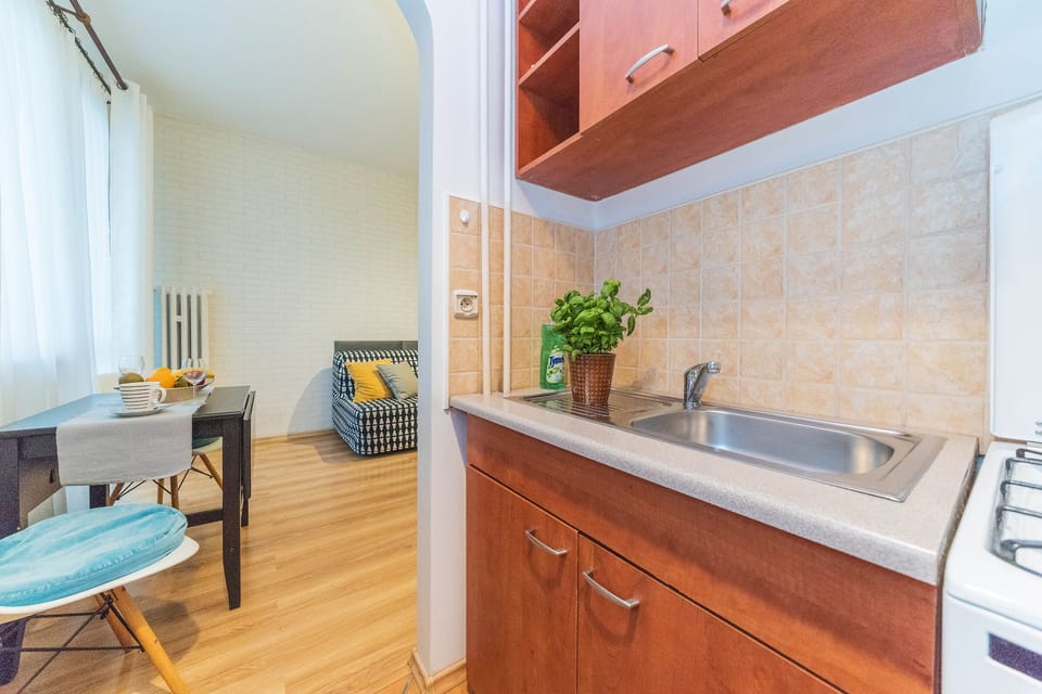 Apartment | Private kitchen | Full-size fridge, stovetop, electric kettle, cookware/dishes/utensils