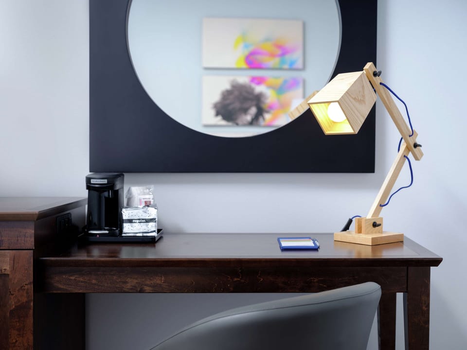 Desk, laptop workspace, soundproofing, iron/ironing board