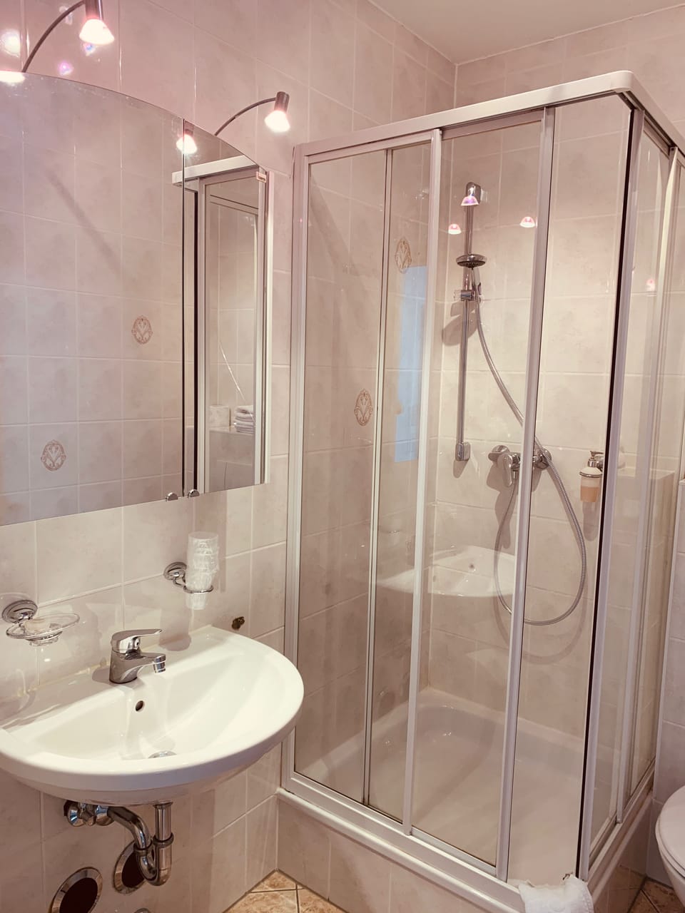 Double Room | Bathroom | Shower, hair dryer, slippers, towels