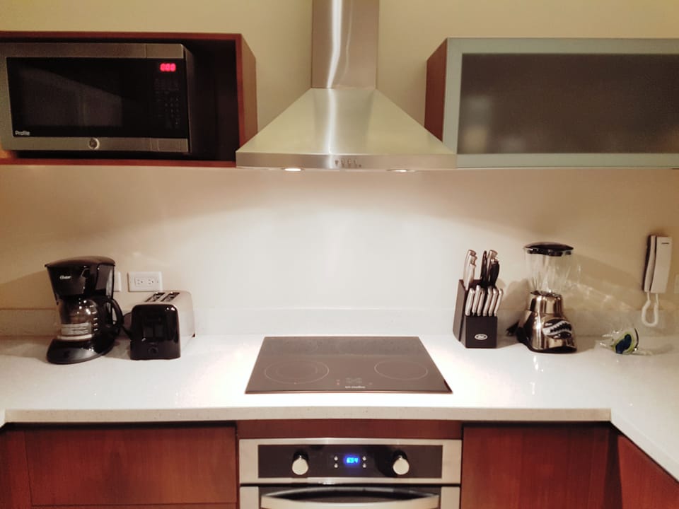 Apartment | Private kitchen | Fridge, microwave, oven, stovetop