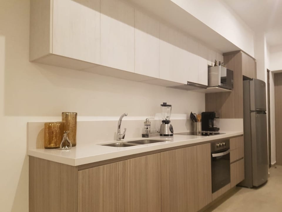 Apartment | Private kitchen | Fridge, microwave, oven, stovetop