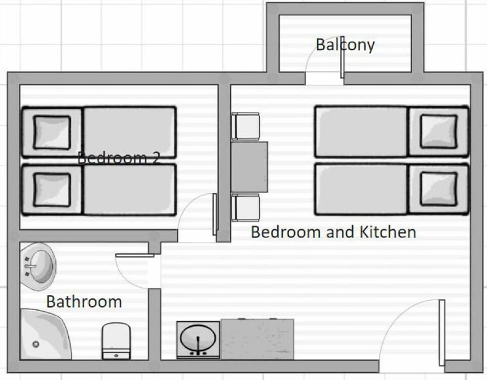 Desk, free WiFi, bed sheets