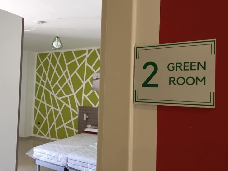 Desk, blackout drapes, cribs (free), WiFi (free)