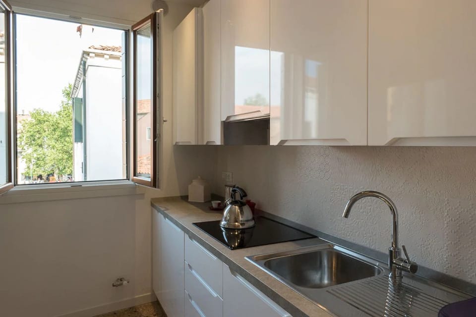 Deluxe Apartment, 1 Bedroom | Private kitchen | Full-size fridge, microwave, oven, stovetop