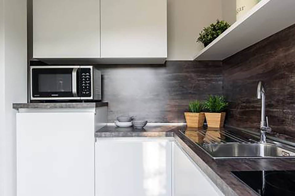 Apartment, 1 Bedroom | Private kitchen | Fridge, microwave, oven, stovetop