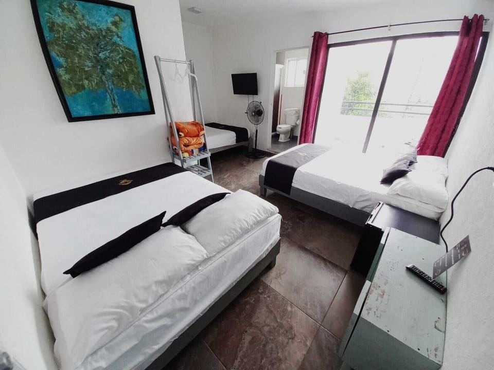 Hypo-allergenic bedding, down comforters, desk, laptop workspace