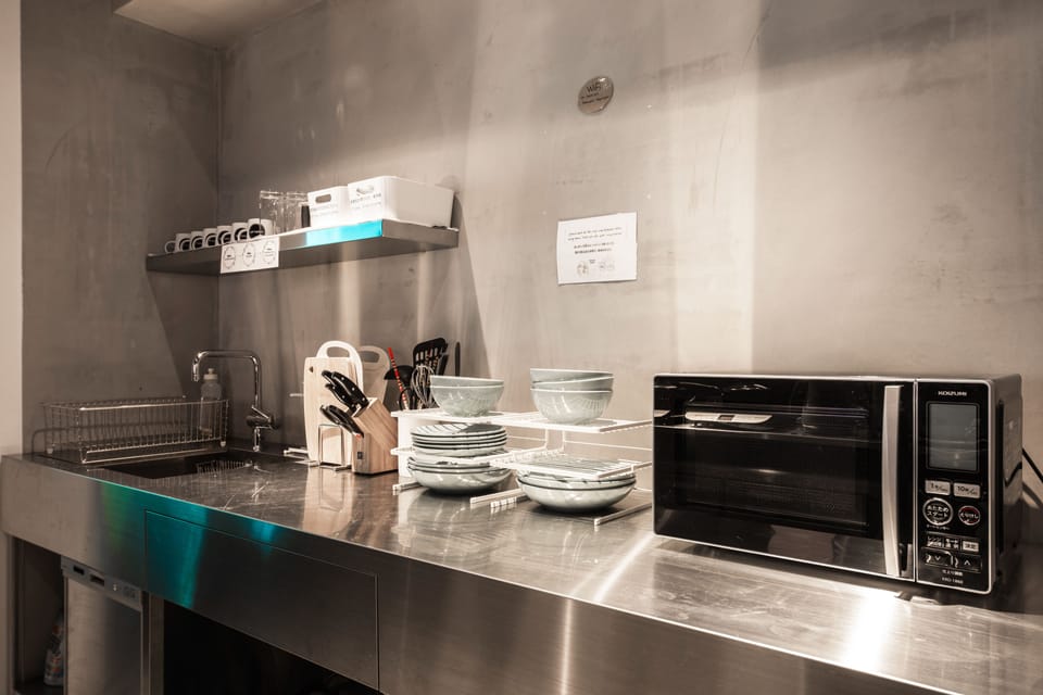 Shared fridge, microwave