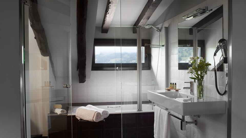 Free toiletries, hair dryer, bidet, towels