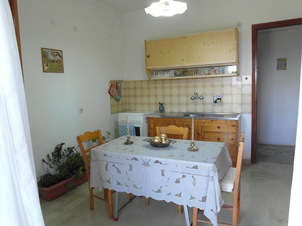 Apartment, Beach View (Pantheo) | Private kitchen | Fridge, oven, stovetop, coffee/tea maker