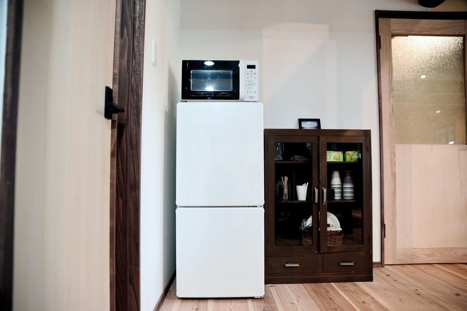 Shared fridge, microwave, electric kettle