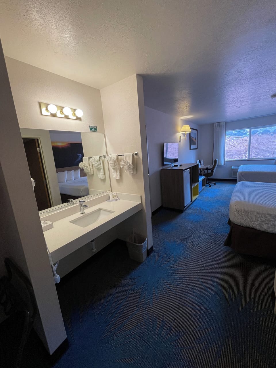 Room, 2 Queen Beds, Non Smoking | Desk, blackout drapes, iron/ironing board, free WiFi