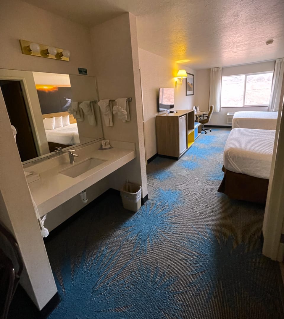 Desk, blackout drapes, iron/ironing board, free WiFi