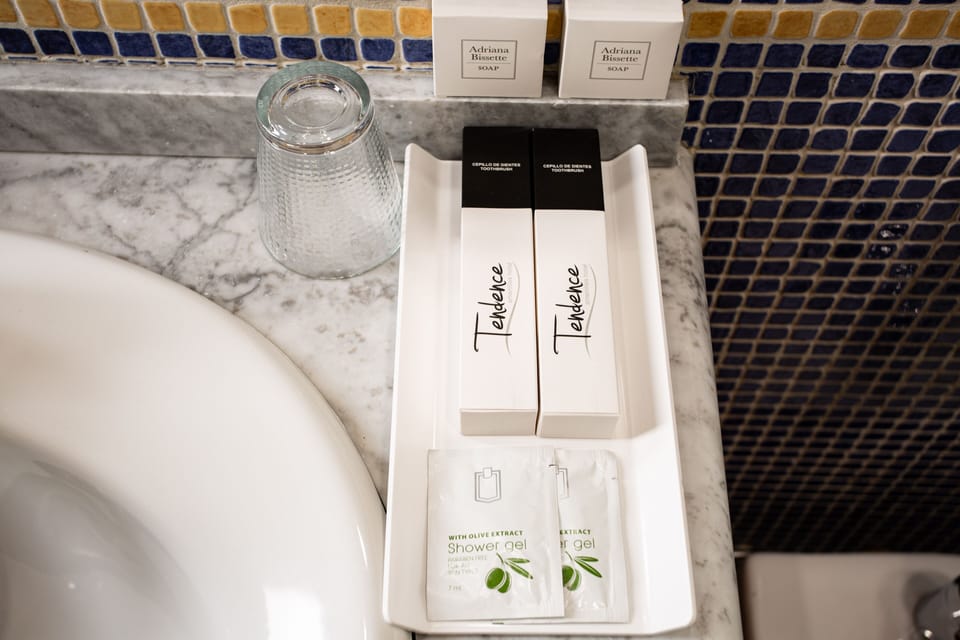 Shower, free toiletries, hair dryer, bidet