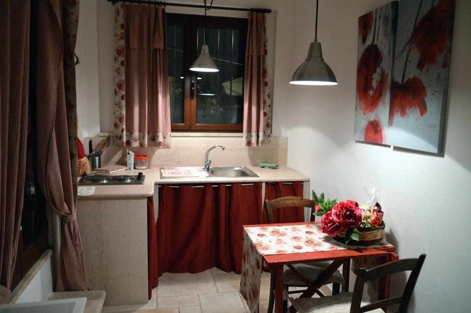 Fridge, stovetop, electric kettle, cookware/dishes/utensils