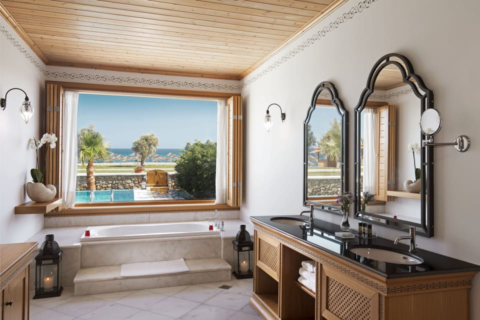Villa, Private Pool, Sea View | Bathroom | Free toiletries, hair dryer, bathrobes, slippers