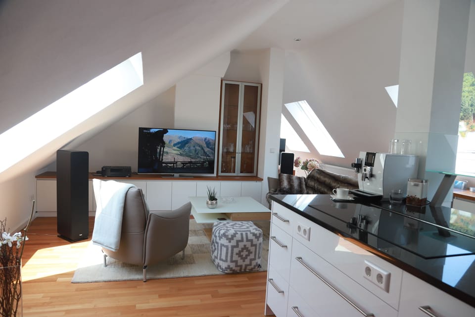 Deluxe Apartment | Private kitchen | Full-size fridge, microwave, oven, stovetop