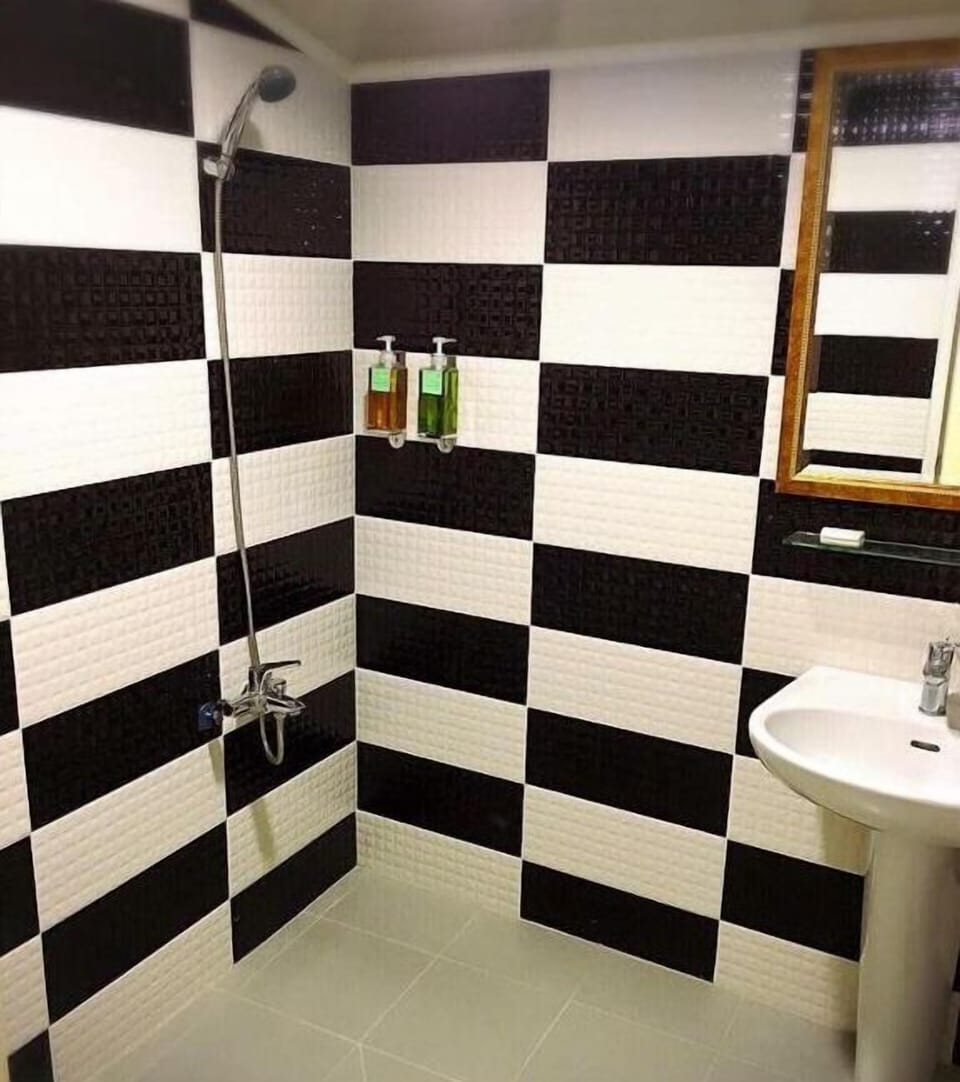 Shower, rainfall showerhead, hair dryer
