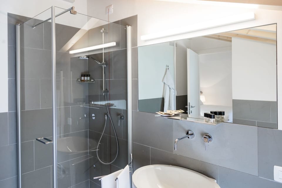 Shower, free toiletries, hair dryer, bidet