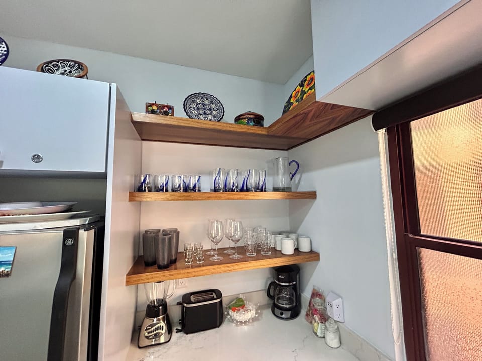 Deluxe Apartment | Private kitchen | Full-size fridge, microwave, oven, stovetop