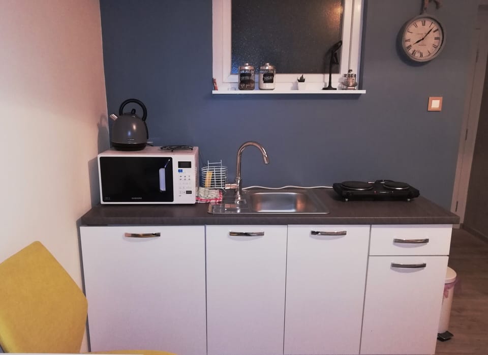 Business Studio | Private kitchen | Microwave, coffee/tea maker, electric kettle, cookware/dishes/utensils