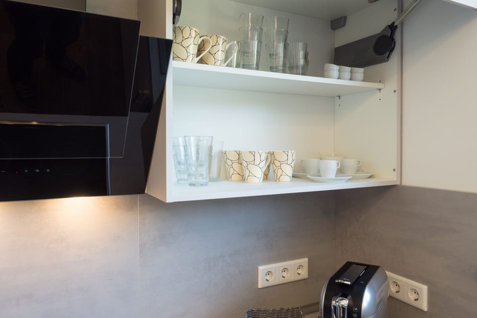 Apartment, Terrace | Private kitchen | Full-size fridge, microwave, oven, dishwasher