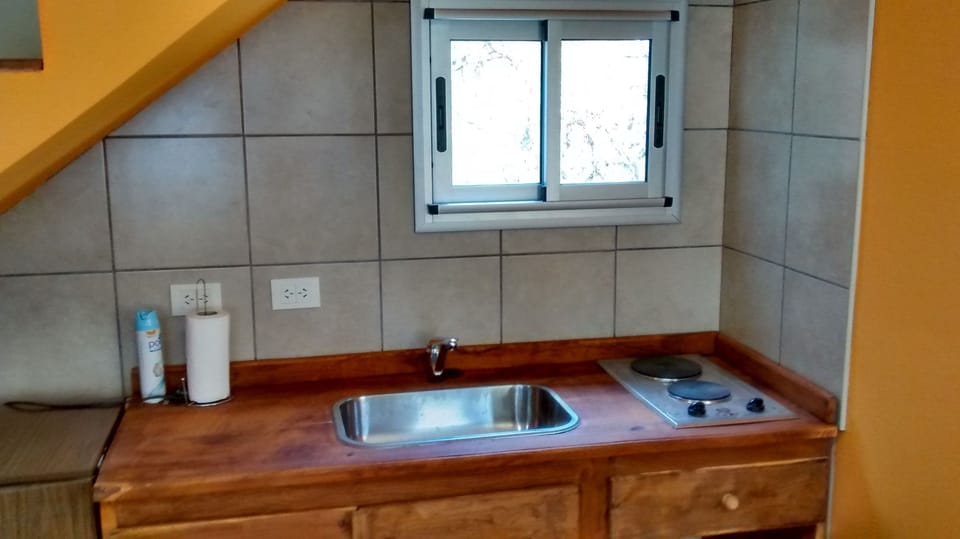 Fridge, stovetop, dishwasher, coffee/tea maker