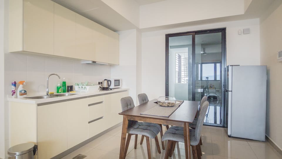 Family Apartment, 2 Bedrooms, Non Smoking, City View | Private kitchen | Full-size fridge, microwave, stovetop, rice cooker