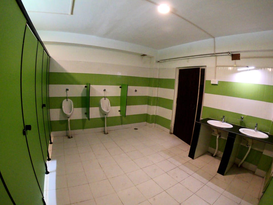Shower, rainfall showerhead, bidet, towels