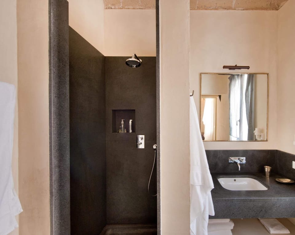 Shower, free toiletries, hair dryer, bidet