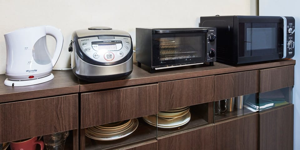 Fridge, microwave, rice cooker