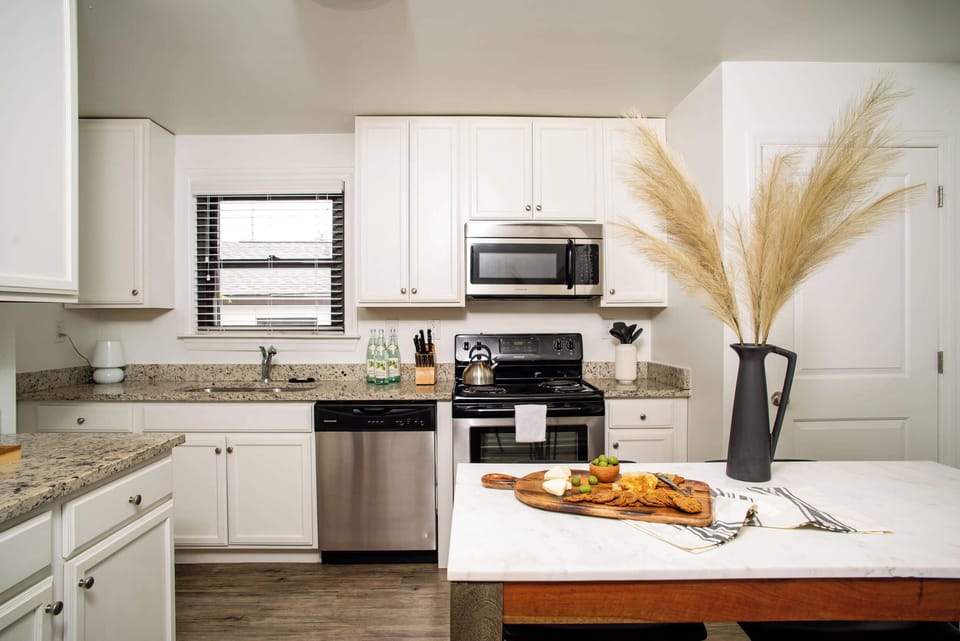 42-inch flat-screen TV with cable channels, TV, streaming services