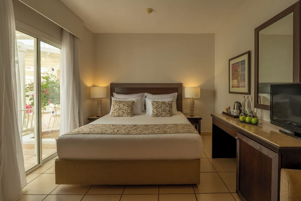 Standard Double Room, Pool View | Select Comfort beds, in-room safe, blackout drapes, iron/ironing board