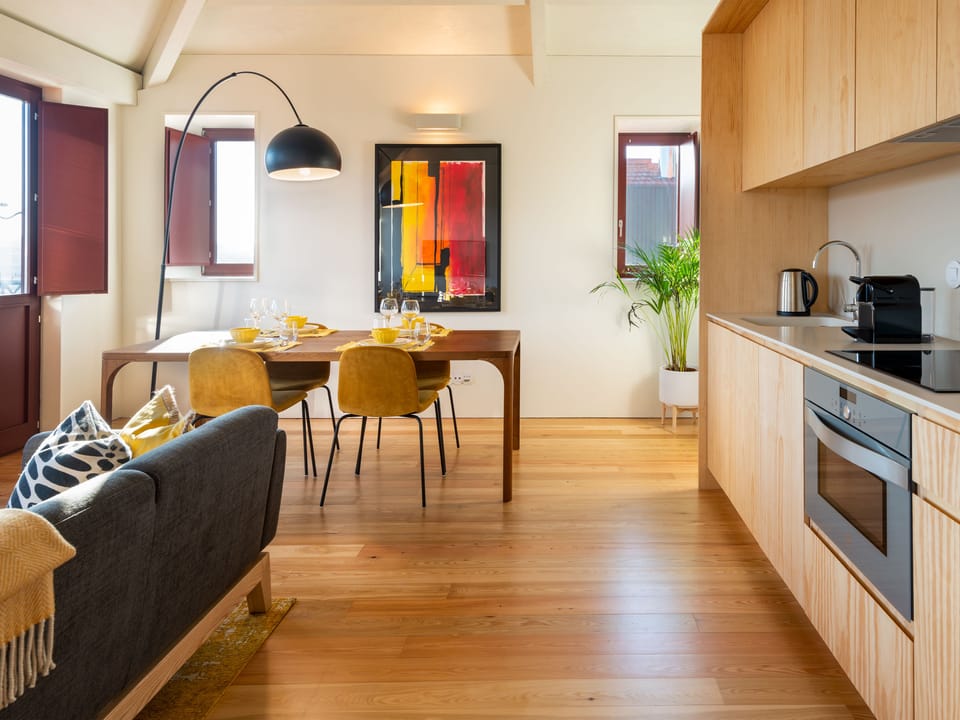 Panoramic Apartment, River View | Private kitchenette | Full-size fridge, microwave, oven, stovetop