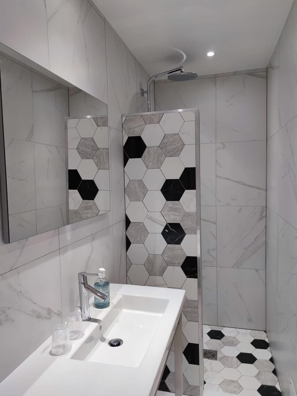 Standard Double Room, Terrace | Bathroom | Shower, hair dryer, towels, soap
