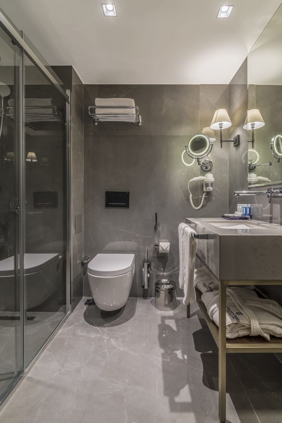 Shower, free toiletries, hair dryer, slippers
