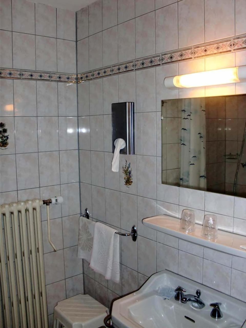 Combined shower/tub, hair dryer