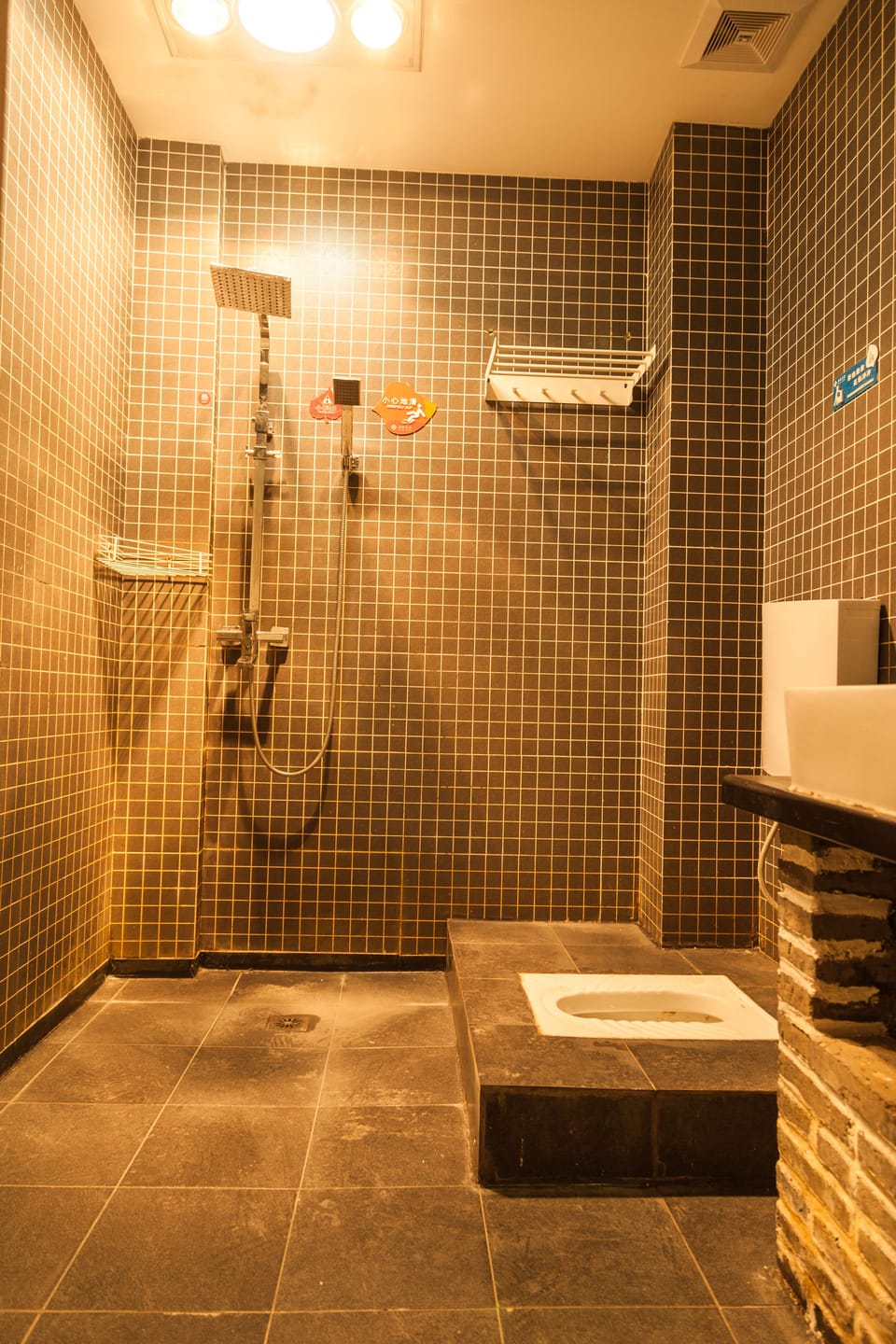 Shower, free toiletries, hair dryer, slippers