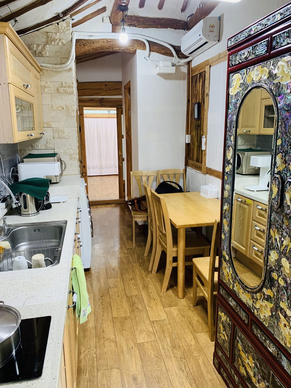Shared fridge, microwave, electric kettle