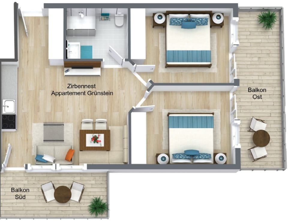 Superior Apartment, 2 Bedrooms, Non Smoking, Mountain View (Grünstein incl. cleaning fee 90 EUR) | Floor plan