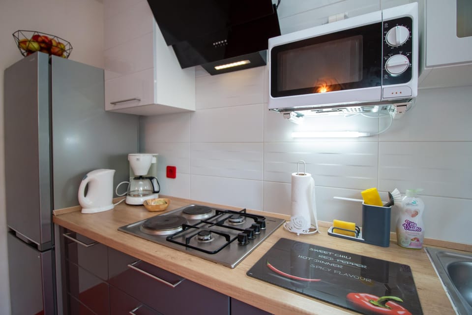Apartment, 2 Bedrooms | Private kitchen | Fridge, microwave, stovetop, coffee/tea maker