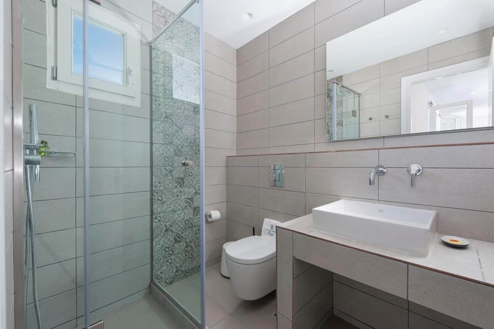 Deluxe City View Suite with Indoor Hot Tub | Bathroom | Shower, rainfall showerhead, free toiletries, hair dryer