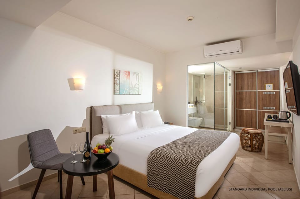 Standard Double Room, Private Pool | Memory foam beds, in-room safe, desk, blackout drapes