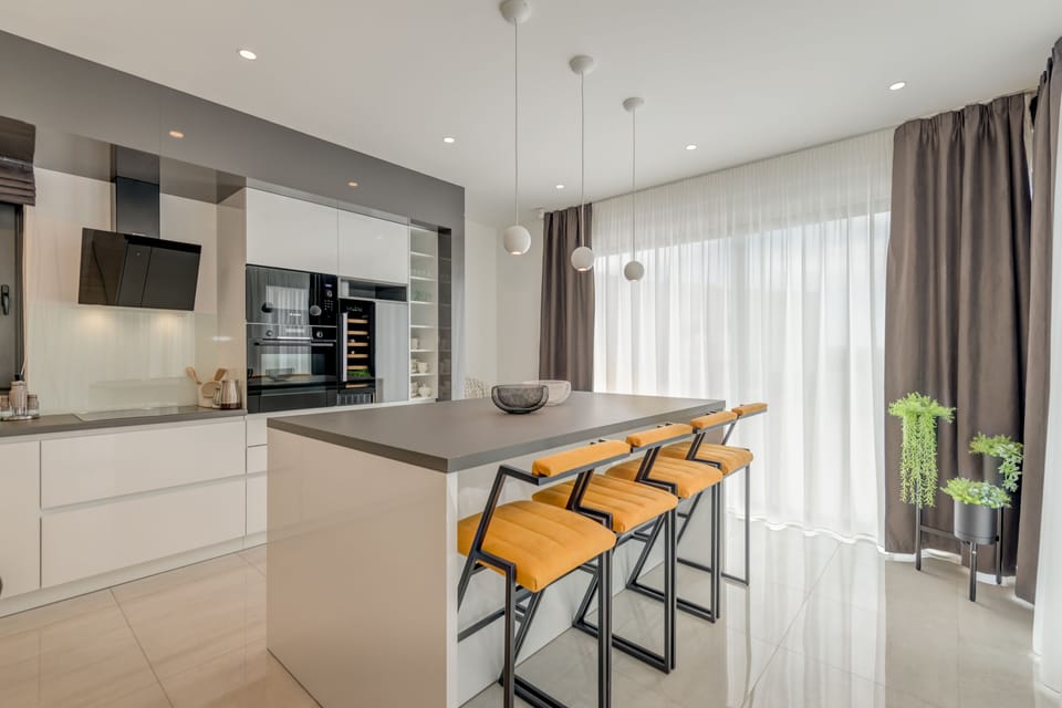 Design Villa, Fireplace, Sea View | Private kitchen | Full-size fridge, microwave, oven, stovetop