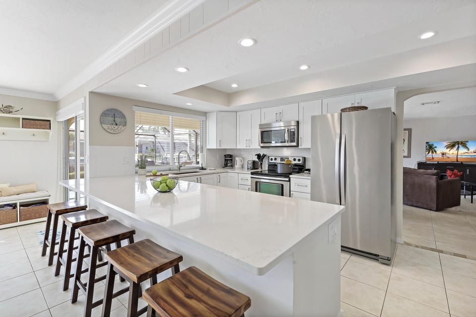 House, Multiple Beds (Waterfront home with pool and western) | Private kitchen | Fridge, microwave, oven, stovetop