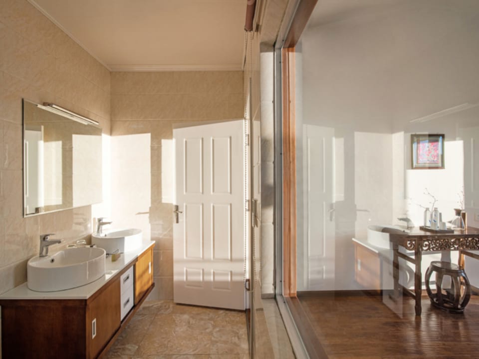 Shower, free toiletries, hair dryer, slippers