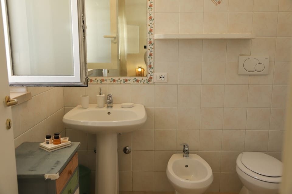 Studio | Bathroom | Shower, rainfall showerhead, hair dryer, bidet