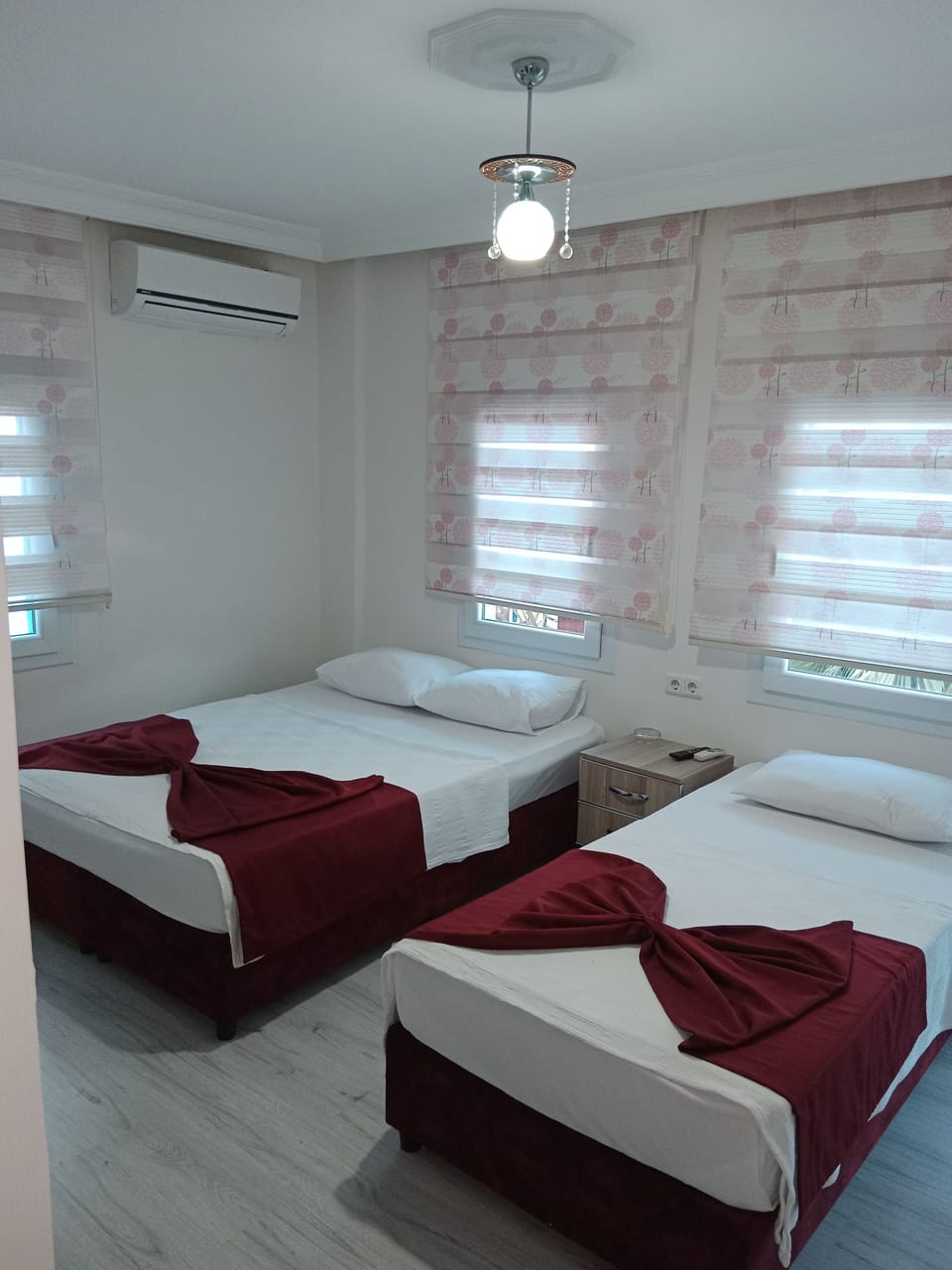1 bedroom, memory foam beds, desk, blackout drapes
